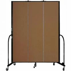 Screenflex 3 Panel Portable Room Divider, 7'4"H x 5'9"W, Fabric Color: Walnut