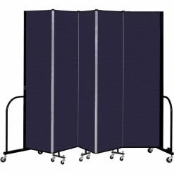 Screenflex 5 Panel Portable Room Divider, 7'4" H x 9'5" W, Fabric Color: Navy