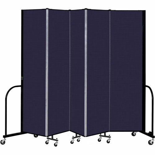 Screenflex 5 Panel Portable Room Divider, 7'4" H x 9'5" W, Fabric Color: Navy