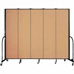 Screenflex 5 Panel Portable Room Divider, 7'4"H x 9'5"W, Fabric Color: Desert