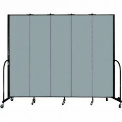 Screenflex 5 Panel Portable Room Divider, 7'4"H x 9'5"W, Fabric Color: Grey Stone
