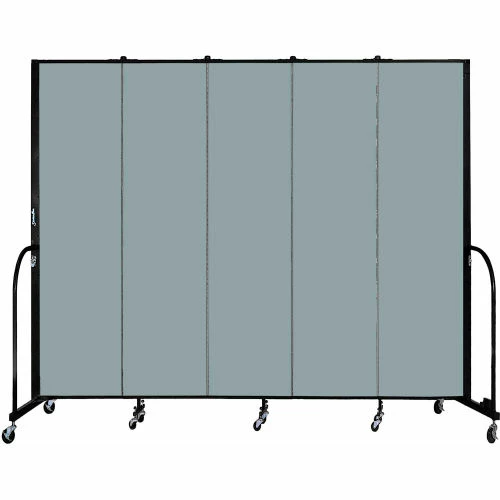 Screenflex 5 Panel Portable Room Divider, 7'4"H x 9'5"W, Fabric Color: Grey Stone