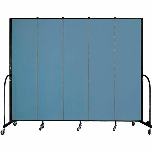 Screenflex 5 Panel Portable Room Divider, 7'4"H x 9'5"W, Fabric Color: Blue