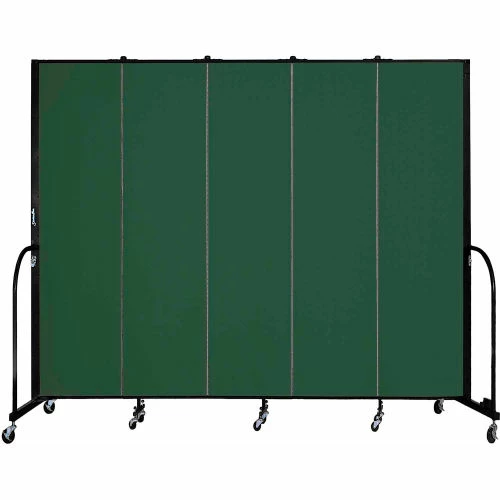 Screenflex 5 Panel Portable Room Divider, 7'4"H x 9'5"W, Fabric Color: Green