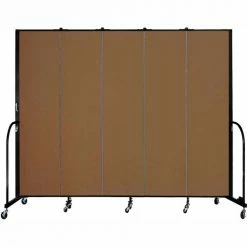 Screenflex 5 Panel Portable Room Divider, 7'4"H x 9'5"W, Fabric Color: Oatmeal