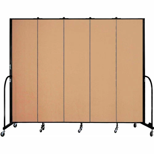 Screenflex 5 Panel Portable Room Divider, 7'4"H x 9'5"W, Fabric Color: Wheat