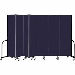 Screenflex 7 Panel Portable Room Divider, 7'4" H x 13'1" W, Fabric Color: Navy