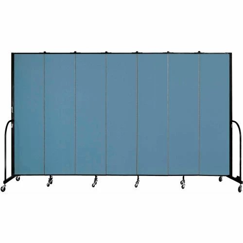 Screenflex 7 Panel Portable Room Divider, 7'4"H x 13'1"W, Fabric Color: Summer Blue