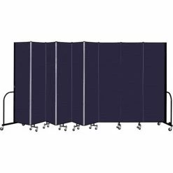 Screenflex 9 Panel Portable Room Divider, 7'4" H x 16'9" W, Fabric Color: Navy
