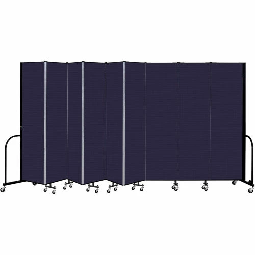 Screenflex 9 Panel Portable Room Divider, 7'4" H x 16'9" W, Fabric Color: Navy