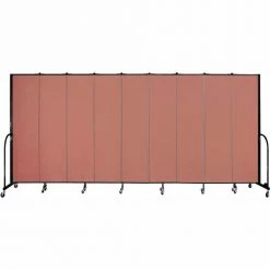 Screenflex 9 Panel Portable Room Divider, 7'4"H x 16'9"W, Fabric Color: Cranberry