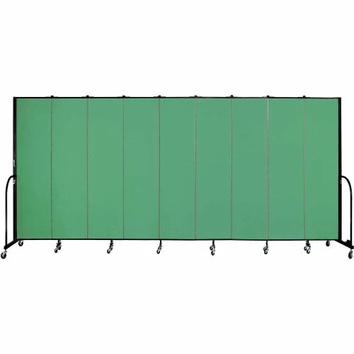 Screenflex 9 Panel Portable Room Divider, 7'4"H x 16'9"W, Fabric Color: Sea Green