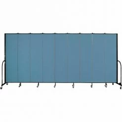 Screenflex 9 Panel Portable Room Divider, 7'4"H x 16'9"W, Fabric Color: Blue