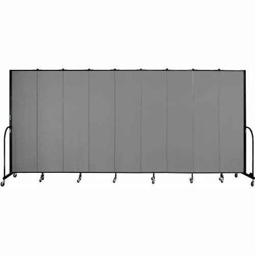 Screenflex 9 Panel Portable Room Divider, 7'4"H x 16'9"W, Fabric Color: Grey