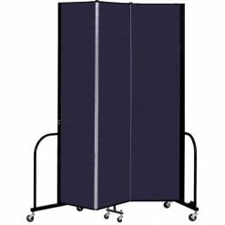 Screenflex 3 Panel Portable Room Divider, 8' H x 5'9" W, Fabric Color: Navy