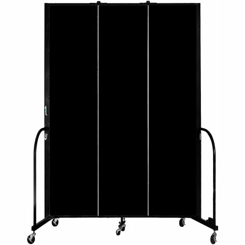 Screenflex 3 Panel Portable Room Divider, 8'H x 5'9"W, Fabric Color: Charcoal Black