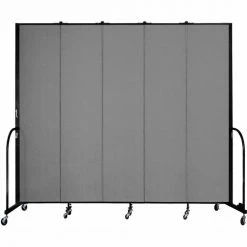 Screenflex 5 Panel Portable Room Divider, 8'H x 9'5"W, Fabric Color: Stone