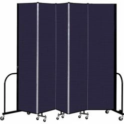 Screenflex 5 Panel Portable Room Divider, 8' H x 9'5" W, Fabric Color: Navy