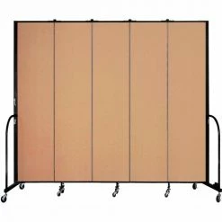 Screenflex 5 Panel Portable Room Divider, 8'H x 9'5"W, Fabric Color: Desert