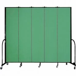 Screenflex 5 Panel Portable Room Divider, 8'H x 9'5"W, Fabric Color: Sea Green