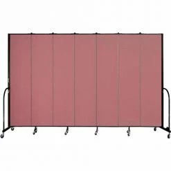 Screenflex 7 Panel Portable Room Divider, 8'H x 13'1"W, Fabric Color: Rose