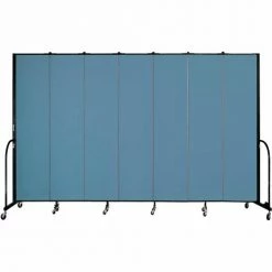 Screenflex 7 Panel Portable Room Divider, 8'H x 13'1"W, Fabric Color: Summer Blue