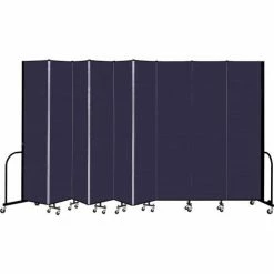 Screenflex 9 Panel Portable Room Divider, 8' H x 16'9" W, Fabric Color: Navy