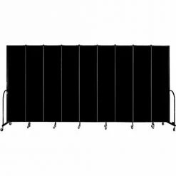 Screenflex 9 Panel Portable Room Divider, 8'H x 16'9"W, Fabric Color: Charcoal Black
