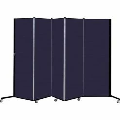 Screenflex Healthflex Portable Medical Privacy Screen, 5-Panel, Navy