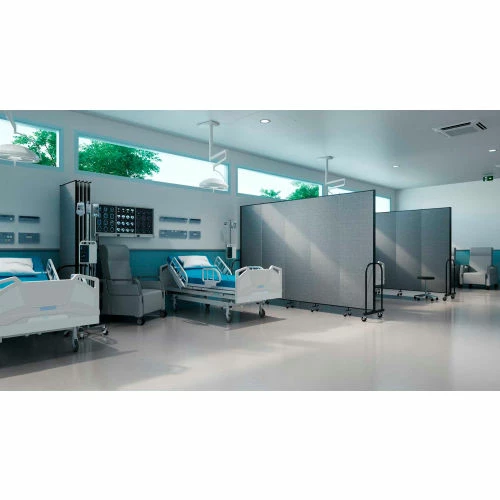 Screenflex Healthflex Portable Medical Privacy Screen, 5-Panel, Vinyl Blue Tide - Image 3