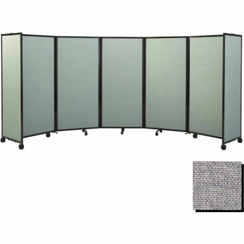 Versare Portable Mobile Room Divider, 6'x14' Fabric, Cloud Gray