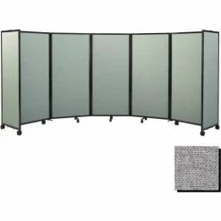 Versare Portable Mobile Room Divider, 7'6"x25' Fabric, Cloud Gray