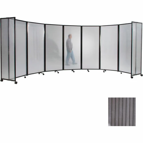 Versare Portable Mobile Room Divider, 6'x14' Polycarbonate, Gray