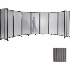 Versare Portable Mobile Room Divider, 7'6"x25' Polycarbonate, Gray