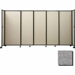 Versare Portable Sliding Panel Room Divider, 6'10"x7'2" Fabric, Cloud Gray