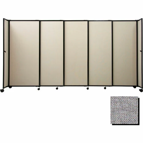 Versare Portable Sliding Panel Room Divider, 6'10"x7'2" Fabric, Cloud Gray