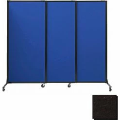 Versare Portable Acoustical Partition Panels, Sliding Panels, 70"x7' Fabric, With Casters, Black
