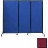 Versare Portable Acoustical Partition Panels, Sliding Panels, 70"x7' Fabric, With Casters, Cranberry
