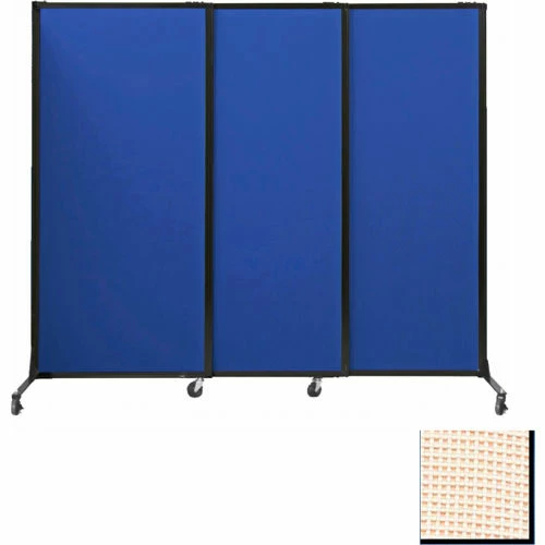 Versare Portable Acoustical Partition Panels, Sliding Panels, 70"x7' Fabric, With Casters, Sand