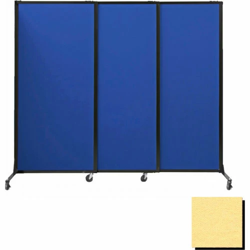 Versare Portable Acoustical Partition Panels, Sliding Panels, 70"x7' Fabric, With Casters, Yellow - Image 2