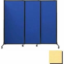 Versare Portable Acoustical Partition Panels, Sliding Panels, 70"x7' Fabric, With Casters, Yellow