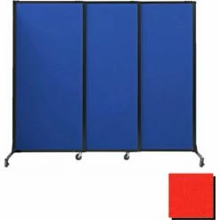 Versare Portable Acoustical Partition Panels, Sliding Panels, 70"x7' Fabric, With Casters, Red