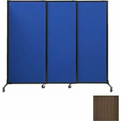 Versare Portable Acoustical Partition Panels, Sliding Panels, 70"x7' With Casters, Brown
