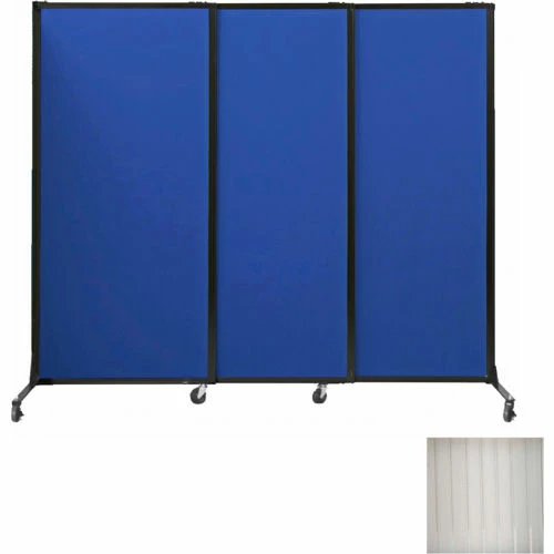 Versare Portable Acoustical Partition Panels, Sliding Panels, 70"x7' With Casters, Clear - Image 2