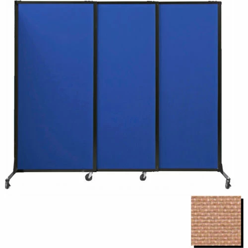 Versare Portable Acoustical Partition Panels, Sliding Panels, 80"x7' Fabric, With Casters, Beige - Image 2