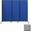 Versare Portable Acoustical Partition Panels, Sliding Panels, 80"x7' Fabric, With Casters, Cloud Gray