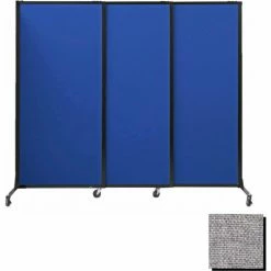 Versare Portable Acoustical Partition Panels, Sliding Panels, 80"x7' Fabric, With Casters, Cloud Gray