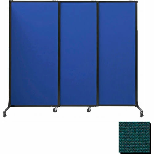 Versare Portable Acoustical Partition Panels, Sliding Panels, 80"x7' Fabric, With Casters, Forest Green - Image 2