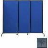 Versare Portable Acoustical Partition Panels, Sliding Panels, 80"x7' Fabric, With Casters, Ocean