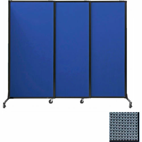 Versare Portable Acoustical Partition Panels, Sliding Panels, 80"x7' Fabric, With Casters, Ocean